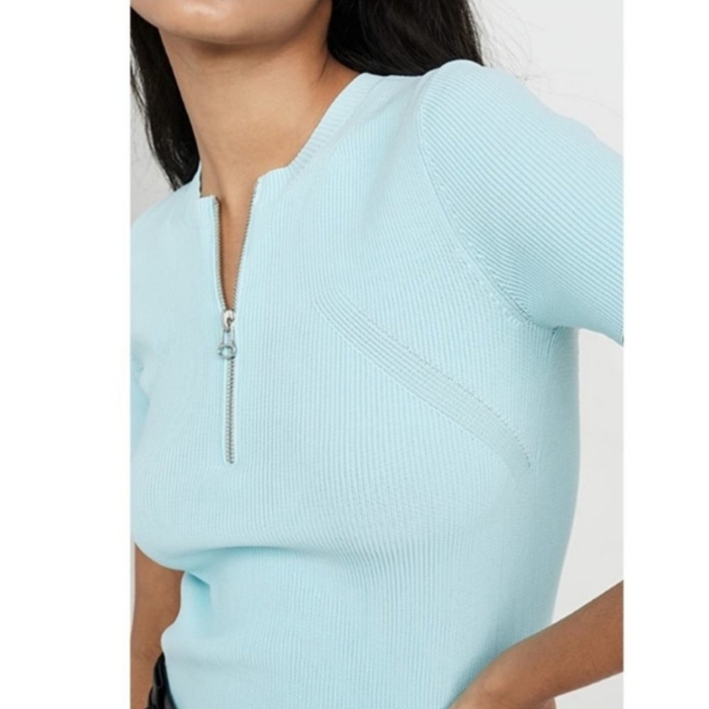 Helmut Lang Essential Zip Tee in Foam